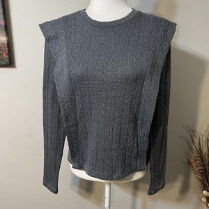 Lola Grace Gray Over The Shoulder Long Sleeve Pullover Sweater Womens Size XS